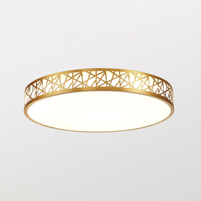 Brass Geometric Shaped Ceiling Light Minimalist Acrylic LED Flushmount with Nest Design Brass 19.5" Round Clearhalo 'Ceiling Lights' 'Close To Ceiling Lights' 'Close to ceiling' 'Flush mount' Lighting' 2556367