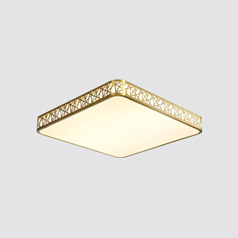 Brass Geometric Shaped Ceiling Light Minimalist Acrylic LED Flushmount with Nest Design Brass 19.5" Square Plate Clearhalo 'Ceiling Lights' 'Close To Ceiling Lights' 'Close to ceiling' 'Flush mount' Lighting' 2556368