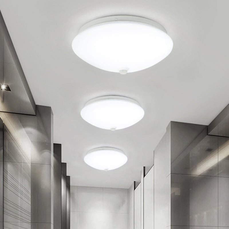 Cap Shaped Motion-Sensing Flush Light Fixture Simple Acrylic White LED Ceiling Light for Hallway Clearhalo 'Ceiling Lights' 'Close To Ceiling Lights' 'Close to ceiling' 'Flush mount' Lighting' 2556384