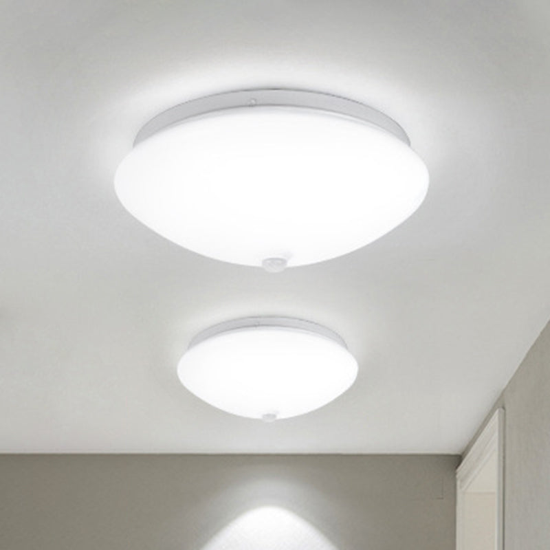 Cap Shaped Motion-Sensing Flush Light Fixture Simple Acrylic White LED Ceiling Light for Hallway Clearhalo 'Ceiling Lights' 'Close To Ceiling Lights' 'Close to ceiling' 'Flush mount' Lighting' 2556385