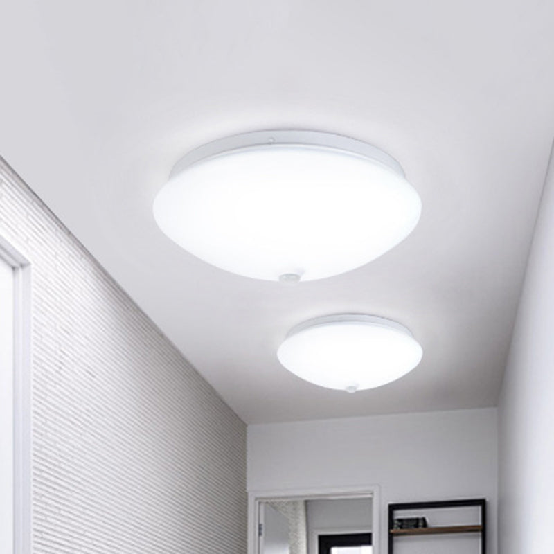 Cap Shaped Motion-Sensing Flush Light Fixture Simple Acrylic White LED Ceiling Light for Hallway Clearhalo 'Ceiling Lights' 'Close To Ceiling Lights' 'Close to ceiling' 'Flush mount' Lighting' 2556386