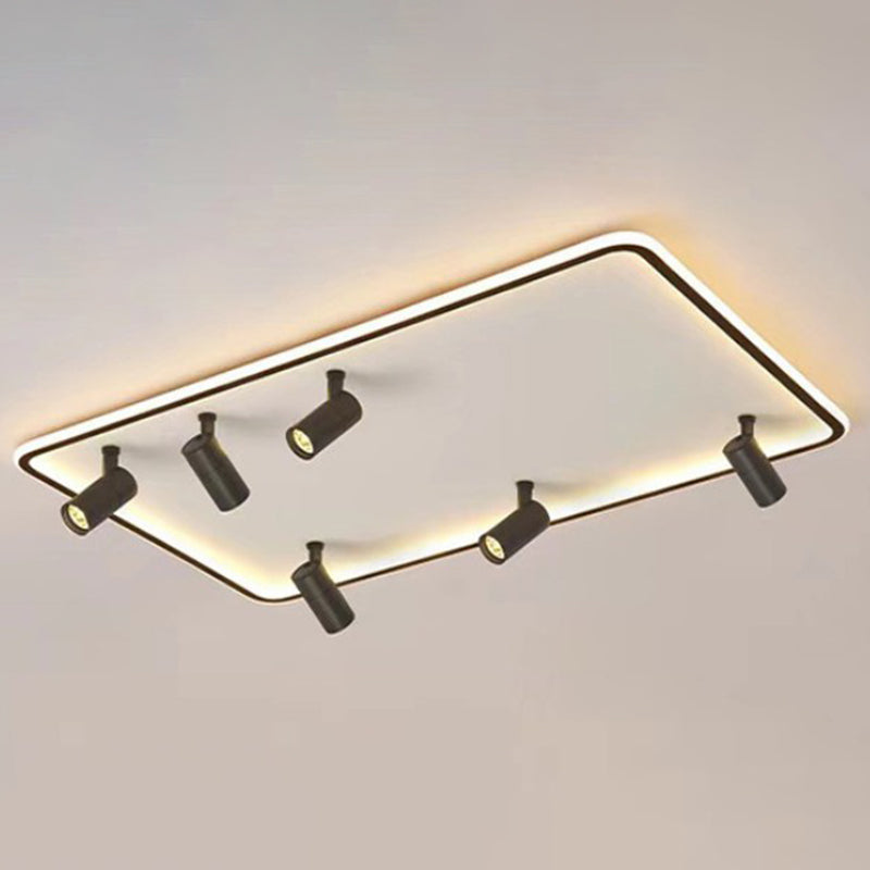 Acrylic Rectangular Flush Mount Spotlight Minimalist LED Ceiling Fixture for Living Room Black Warm Clearhalo 'Ceiling Lights' 'Close To Ceiling Lights' 'Close to ceiling' 'Flush mount' Lighting' 2556406