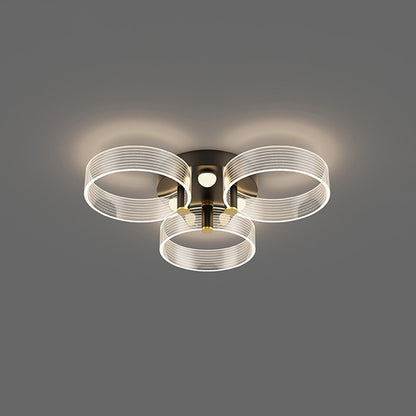 Acrylic Round Semi Mount Lighting Modern Black-Gold LED Ceiling Light with Flower Design 3 Black-Gold Clearhalo 'Ceiling Lights' 'Close To Ceiling Lights' 'Close to ceiling' 'Semi-flushmount' Lighting' 2556419