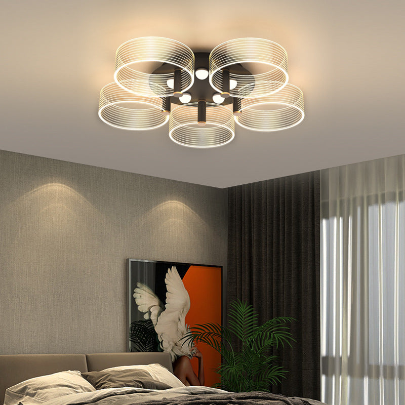 Acrylic Round Semi Mount Lighting Modern Black-Gold LED Ceiling Light with Flower Design Clearhalo 'Ceiling Lights' 'Close To Ceiling Lights' 'Close to ceiling' 'Semi-flushmount' Lighting' 2556426