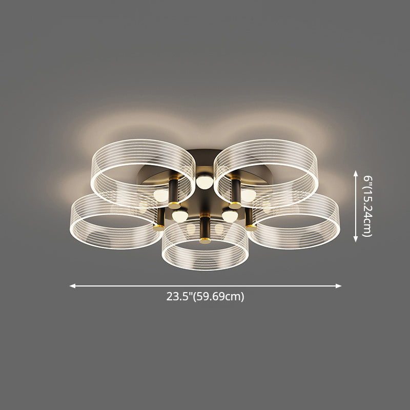 Acrylic Round Semi Mount Lighting Modern Black-Gold LED Ceiling Light with Flower Design Clearhalo 'Ceiling Lights' 'Close To Ceiling Lights' 'Close to ceiling' 'Semi-flushmount' Lighting' 2556429