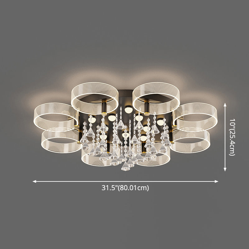 Acrylic Round Semi Mount Lighting Modern Black-Gold LED Ceiling Light with Flower Design Clearhalo 'Ceiling Lights' 'Close To Ceiling Lights' 'Close to ceiling' 'Semi-flushmount' Lighting' 2556432