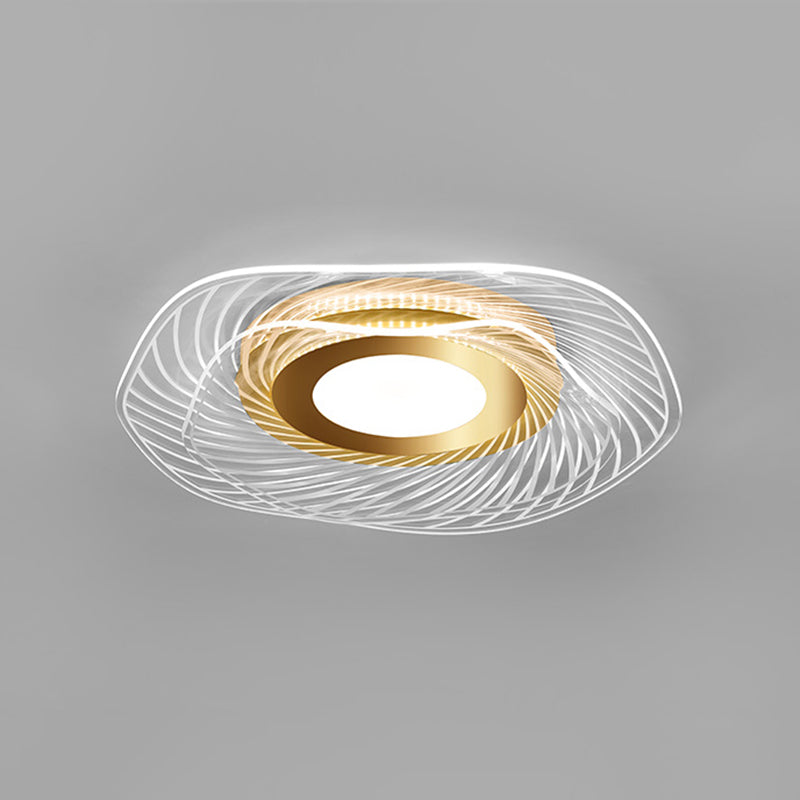 Acrylic Ruffle Flushmount Light Simplicity Gold LED Ceiling Mounted Fixture for Living Room Gold 2 Tiers Clearhalo 'Ceiling Lights' 'Close To Ceiling Lights' 'Close to ceiling' 'Flush mount' Lighting' 2556441