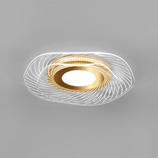 Acrylic Ruffle Flushmount Light Simplicity Gold LED Ceiling Mounted Fixture for Living Room Gold 2 Tiers Clearhalo 'Ceiling Lights' 'Close To Ceiling Lights' 'Close to ceiling' 'Flush mount' Lighting' 2556441