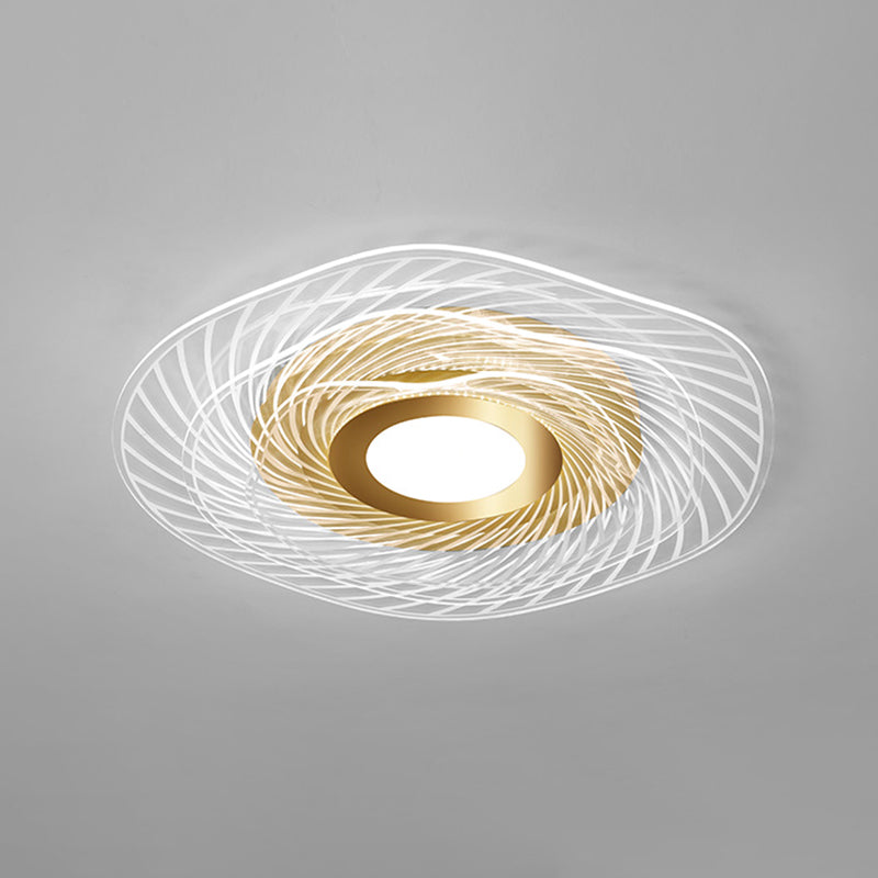 Acrylic Ruffle Flushmount Light Simplicity Gold LED Ceiling Mounted Fixture for Living Room Gold 3 Tiers Clearhalo 'Ceiling Lights' 'Close To Ceiling Lights' 'Close to ceiling' 'Flush mount' Lighting' 2556442