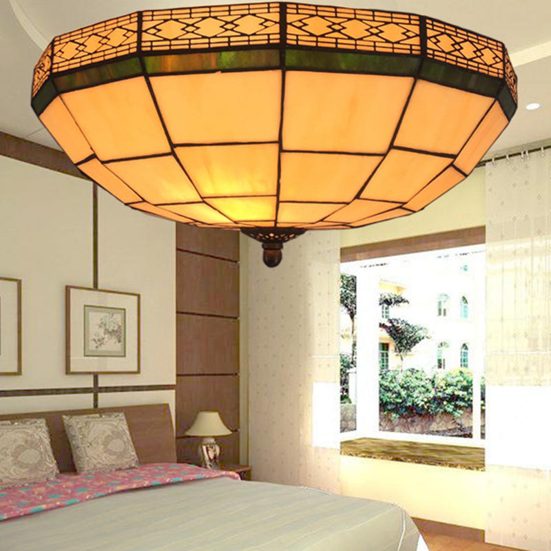 Hemispherical Glass Ceiling Lamp Traditional Style Flush Mount Light for Bedroom Clearhalo 'Ceiling Lights' 'Close To Ceiling Lights' 'Close to ceiling' 'Flush mount' Lighting' 2556560