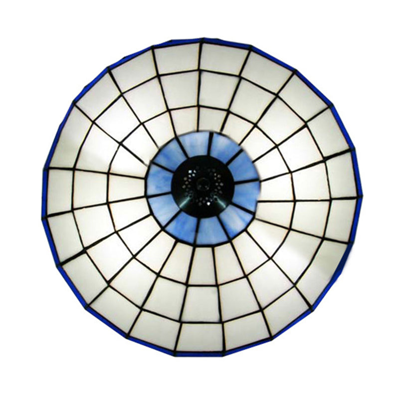 Hemispherical Glass Ceiling Lamp Traditional Style Flush Mount Light for Bedroom Blue Clearhalo 'Ceiling Lights' 'Close To Ceiling Lights' 'Close to ceiling' 'Flush mount' Lighting' 2556562