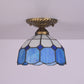 Floral Small Ceiling Mount Lamp Mediterranean Cut Glass 1 Head Semi Flush Mount Lighting for Foyer Clearhalo 'Ceiling Lights' 'Close To Ceiling Lights' 'Close to ceiling' 'Glass shade' 'Glass' 'Semi-flushmount' 'Tiffany close to ceiling' 'Tiffany' Lighting' 2556587