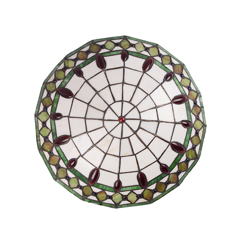 Mediterranean Jeweled Round Ceiling Light Handcrafted Glass Flush Mount Light Fixture for Bedroom Green Clearhalo 'Ceiling Lights' 'Close To Ceiling Lights' 'Close to ceiling' 'Flush mount' Lighting' 2556610