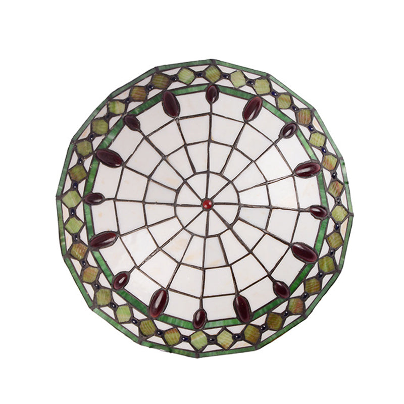 Mediterranean Jeweled Round Ceiling Light Handcrafted Glass Flush Mount Light Fixture for Bedroom Clearhalo 'Ceiling Lights' 'Close To Ceiling Lights' 'Close to ceiling' 'Flush mount' Lighting' 2556613