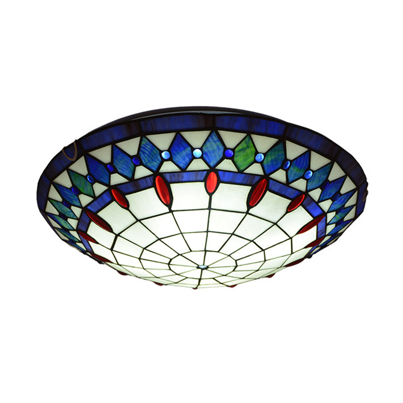 Mediterranean Jeweled Round Ceiling Light Handcrafted Glass Flush Mount Light Fixture for Bedroom Clearhalo 'Ceiling Lights' 'Close To Ceiling Lights' 'Close to ceiling' 'Flush mount' Lighting' 2556614