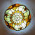 Multicolored Stained Glass Bowl Flushmount Tiffany-Style Ceiling Light for Bedroom Brown Clearhalo 'Ceiling Lights' 'Close To Ceiling Lights' 'Close to ceiling' 'Flush mount' Lighting' 2556635