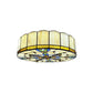 Drum Ceiling Mount Light Mediterranean Stained Glass Flush Mount Fixture for Bedroom Beige 16" Clearhalo 'Ceiling Lights' 'Close To Ceiling Lights' 'Close to ceiling' 'Flush mount' Lighting' 2556655