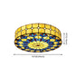 Drum Ceiling Mount Light Mediterranean Stained Glass Flush Mount Fixture for Bedroom Clearhalo 'Ceiling Lights' 'Close To Ceiling Lights' 'Close to ceiling' 'Flush mount' Lighting' 2556677