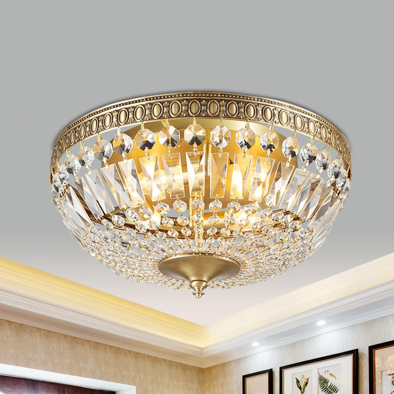 Gold Dome Flush Ceiling Light Contemporary 4 Lights Clear Glass Flush Mount Lamp Clearhalo 'Ceiling Lights' 'Close To Ceiling Lights' 'Close to ceiling' 'Flush mount' Lighting' 255668