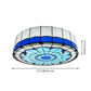 Drum Ceiling Mount Light Mediterranean Stained Glass Flush Mount Fixture for Bedroom Clearhalo 'Ceiling Lights' 'Close To Ceiling Lights' 'Close to ceiling' 'Flush mount' Lighting' 2556685