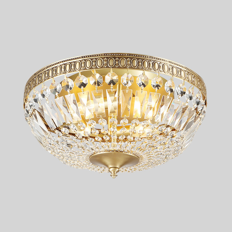 Gold Dome Flush Ceiling Light Contemporary 4 Lights Clear Glass Flush Mount Lamp Clearhalo 'Ceiling Lights' 'Close To Ceiling Lights' 'Close to ceiling' 'Flush mount' Lighting' 255671
