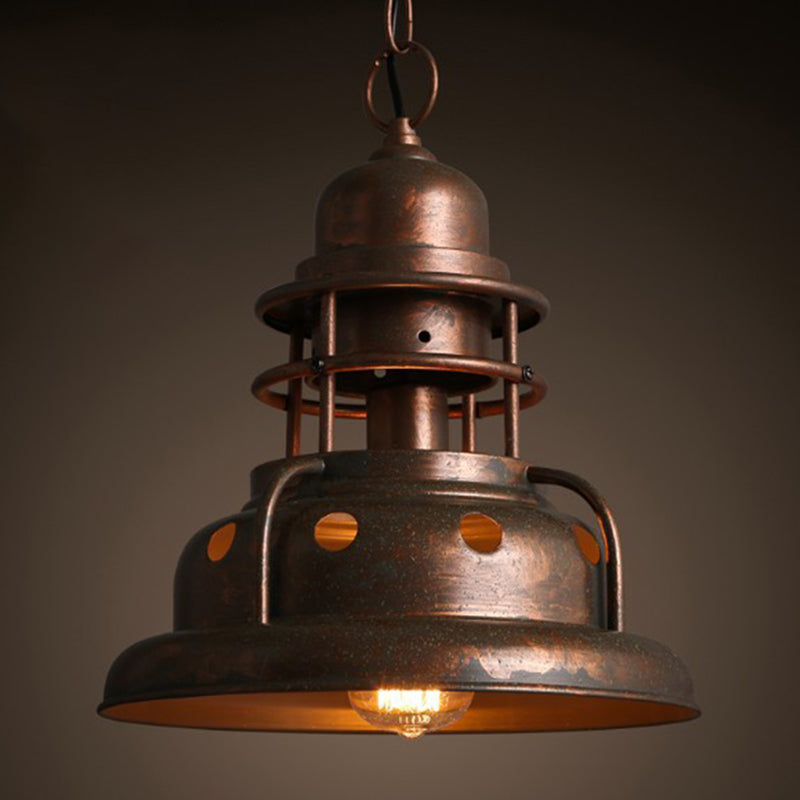 1 Light Truncated Shade Pendant Light Industrial Painted Oxidized Copper Metal Hanging Lamp Clearhalo 'Art Deco Pendants' 'Cast Iron' 'Ceiling Lights' 'Ceramic' 'Crystal' 'Industrial Pendants' 'Industrial' 'Metal' 'Middle Century Pendants' 'Pendant Lights' 'Pendants' 'Tiffany' Lighting' 2556724