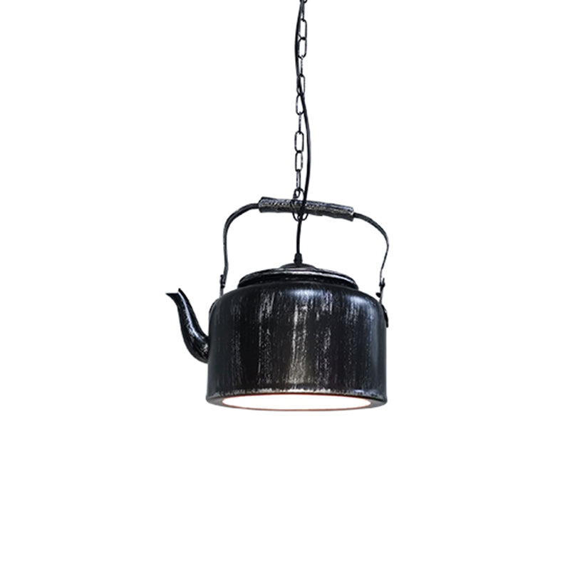 Art Deco Industrial Style Kettle Shade Pendant Light Fixture Metal 1 Light Hanging Lamp Black Clearhalo 'Art Deco Pendants' 'Black' 'Cast Iron' 'Ceiling Lights' 'Ceramic' 'Crystal' 'Industrial Pendants' 'Industrial' 'Metal' 'Middle Century Pendants' 'Pendant Lights' 'Pendants' 'Rustic Pendants' 'Tiffany' Lighting' 2556764