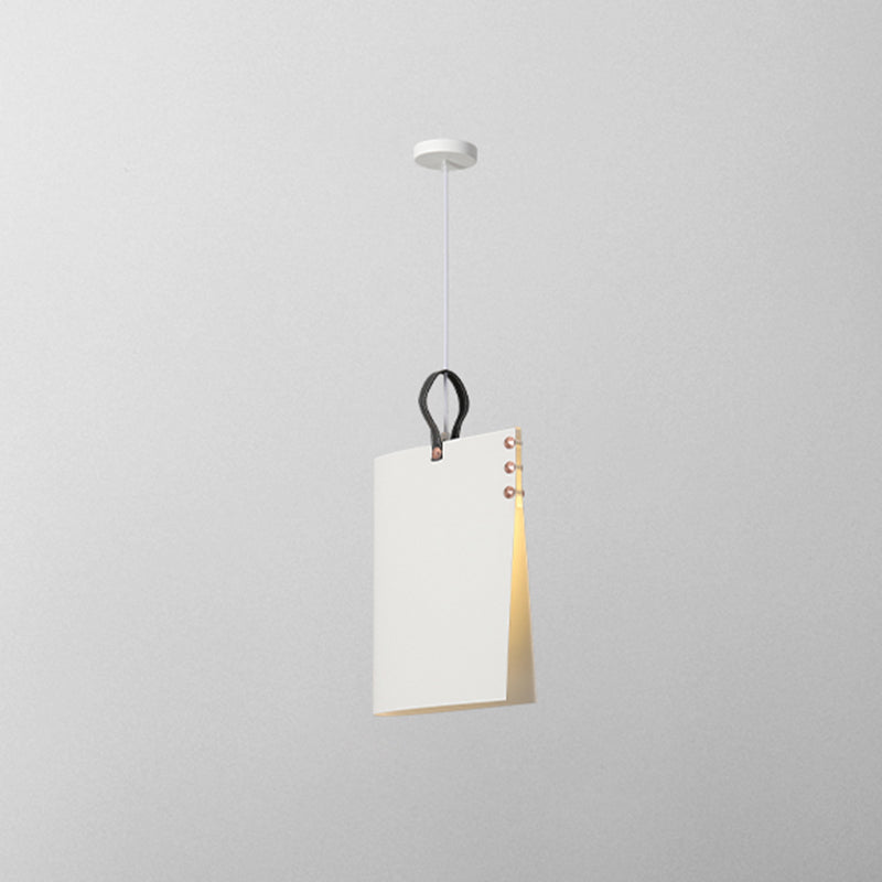 Modern Art Deco Metal Hanging Light Fixtures 1 Light Simple Rectangle Pendant Light White 16" Clearhalo 'Ceiling Lights' 'Pendant Lights' 'Pendants' Lighting' 2556775