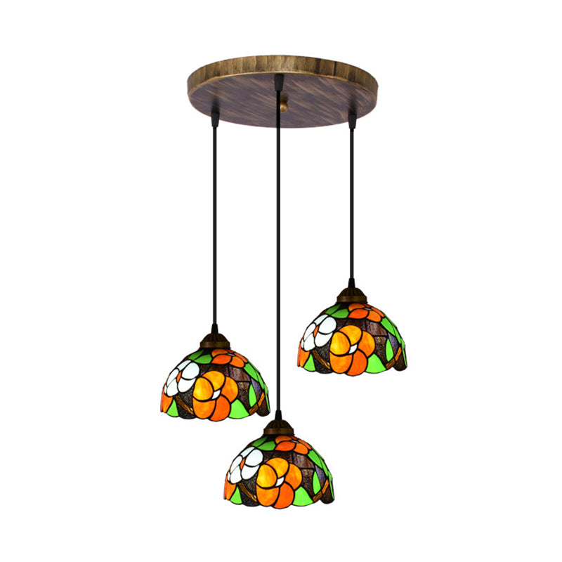 Orange Dome Pendant Light Tiffany Victorian Multicolored Stained Glass Hanging Lamp Clearhalo 'Ceiling Lights' 'Glass shade' 'Glass' 'Industrial' 'Middle Century Pendants' 'Pendant Lights' 'Pendants' 'Tiffany close to ceiling' 'Tiffany Pendants' 'Tiffany' Lighting' 2556801