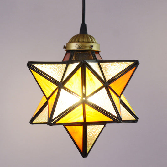 1 Light Pendant Light Tiffany Star Shade Icy Clear Glass Down Lighting Pendant Clearhalo 'Ceiling Lights' 'Glass shade' 'Glass' 'Industrial' 'Middle Century Pendants' 'Pendant Lights' 'Pendants' 'Tiffany close to ceiling' 'Tiffany Pendants' 'Tiffany' Lighting' 2556805