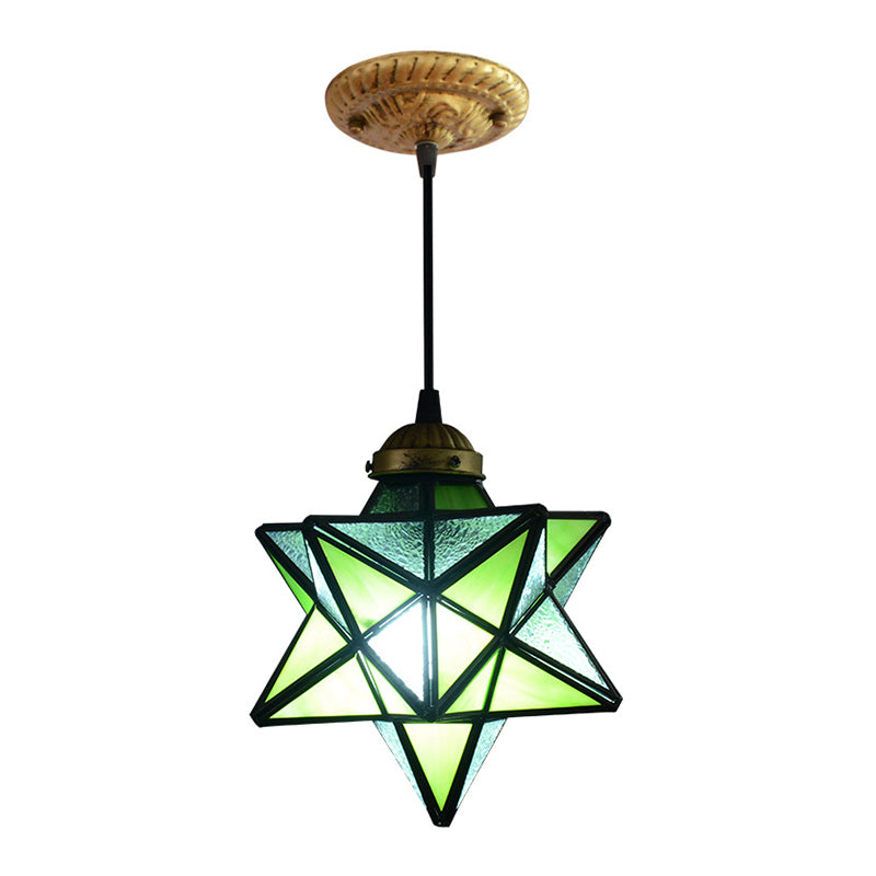 1 Light Pendant Light Tiffany Star Shade Icy Clear Glass Down Lighting Pendant Clearhalo 'Ceiling Lights' 'Glass shade' 'Glass' 'Industrial' 'Middle Century Pendants' 'Pendant Lights' 'Pendants' 'Tiffany close to ceiling' 'Tiffany Pendants' 'Tiffany' Lighting' 2556811