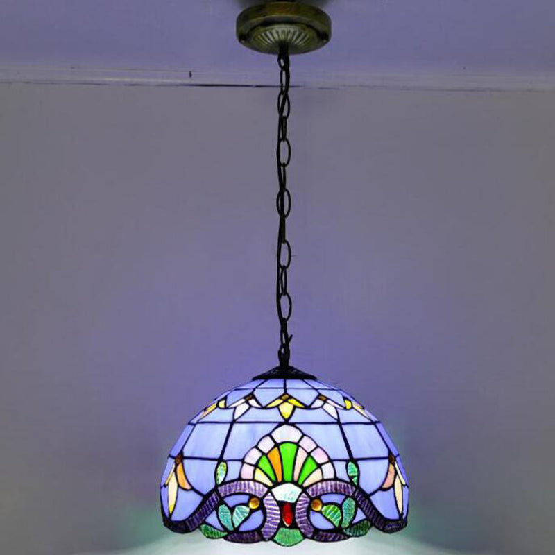 Bowl Pendant Light Tiffany-Style 1 Light Stained Glass Hanging Lamp for Dining Room Clearhalo 'Ceiling Lights' 'Close To Ceiling Lights' 'Glass shade' 'Glass' 'Industrial' 'Middle Century Pendants' 'Pendant Lights' 'Pendants' 'Tiffany close to ceiling' 'Tiffany Pendants' 'Tiffany' Lighting' 2556815
