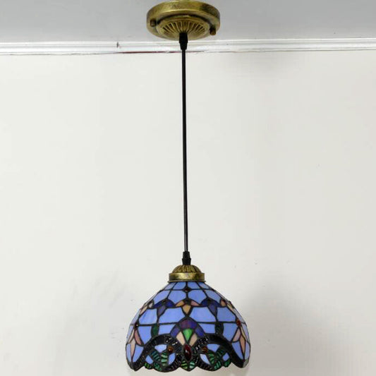 Bowl Pendant Light Tiffany-Style 1 Light Stained Glass Hanging Lamp for Dining Room Clearhalo 'Ceiling Lights' 'Close To Ceiling Lights' 'Glass shade' 'Glass' 'Industrial' 'Middle Century Pendants' 'Pendant Lights' 'Pendants' 'Tiffany close to ceiling' 'Tiffany Pendants' 'Tiffany' Lighting' 2556820