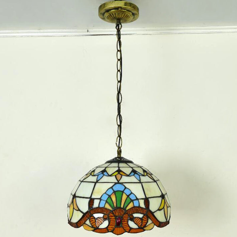 Bowl Pendant Light Tiffany-Style 1 Light Stained Glass Hanging Lamp for Dining Room Clearhalo 'Ceiling Lights' 'Close To Ceiling Lights' 'Glass shade' 'Glass' 'Industrial' 'Middle Century Pendants' 'Pendant Lights' 'Pendants' 'Tiffany close to ceiling' 'Tiffany Pendants' 'Tiffany' Lighting' 2556822