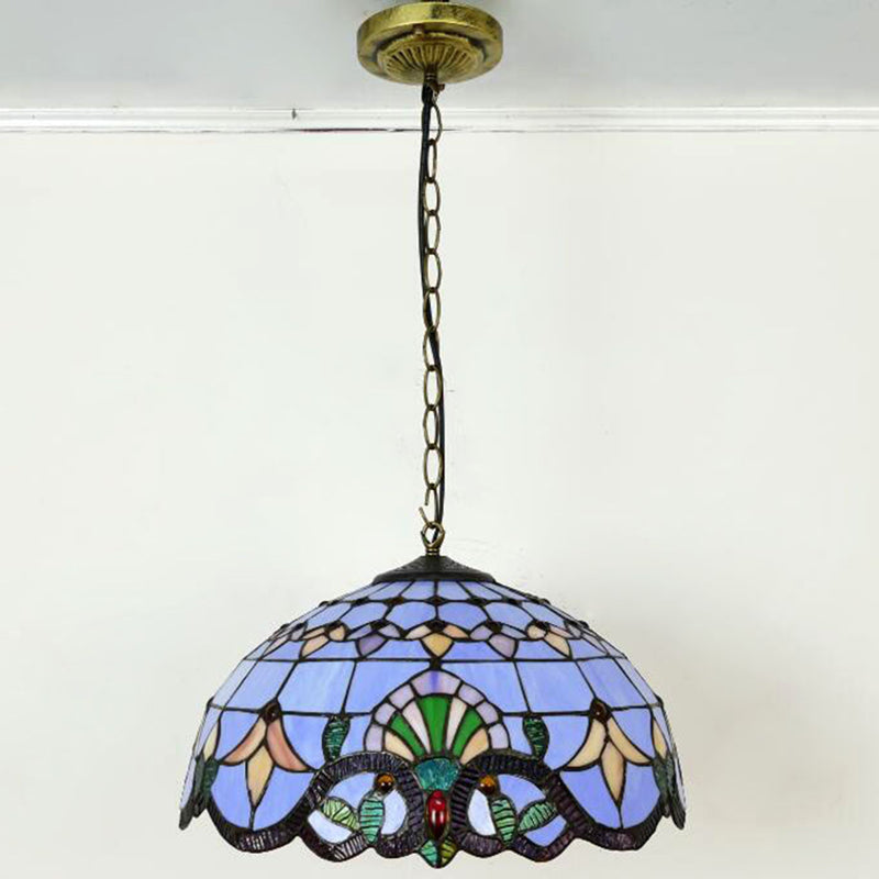 Bowl Pendant Light Tiffany-Style 1 Light Stained Glass Hanging Lamp for Dining Room Clearhalo 'Ceiling Lights' 'Close To Ceiling Lights' 'Glass shade' 'Glass' 'Industrial' 'Middle Century Pendants' 'Pendant Lights' 'Pendants' 'Tiffany close to ceiling' 'Tiffany Pendants' 'Tiffany' Lighting' 2556826