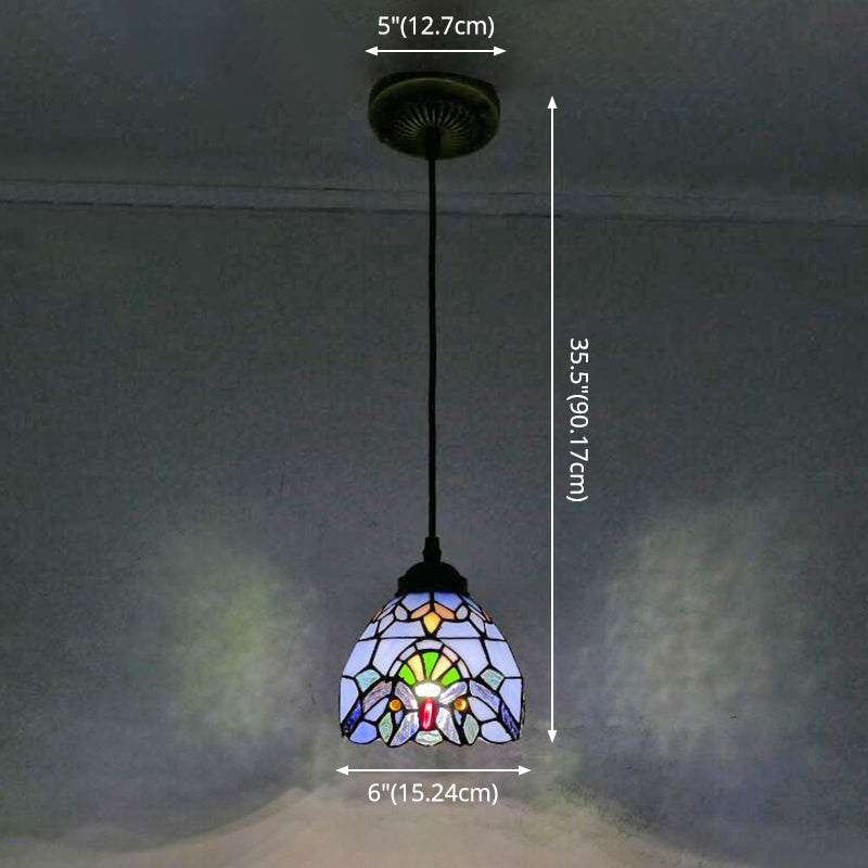 Bowl Pendant Light Tiffany-Style 1 Light Stained Glass Hanging Lamp for Dining Room Clearhalo 'Ceiling Lights' 'Close To Ceiling Lights' 'Glass shade' 'Glass' 'Industrial' 'Middle Century Pendants' 'Pendant Lights' 'Pendants' 'Tiffany close to ceiling' 'Tiffany Pendants' 'Tiffany' Lighting' 2556831