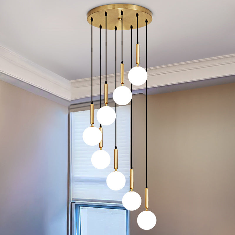 Modern Minimalist Multiple Globe Shade Pendant Light Metal Long Hanging Lamp for Living Room Clearhalo 'Ceiling Lights' 'Close To Ceiling Lights' 'Glass shade' 'Glass' 'Modern Pendants' 'Modern' 'Pendant Lights' 'Pendants' Lighting' 2556875
