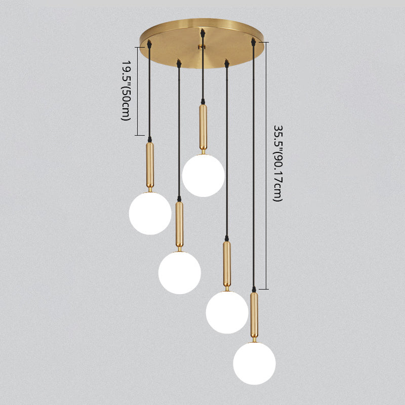 Modern Minimalist Multiple Globe Shade Pendant Light Metal Long Hanging Lamp for Living Room Clearhalo 'Ceiling Lights' 'Close To Ceiling Lights' 'Glass shade' 'Glass' 'Modern Pendants' 'Modern' 'Pendant Lights' 'Pendants' Lighting' 2556882