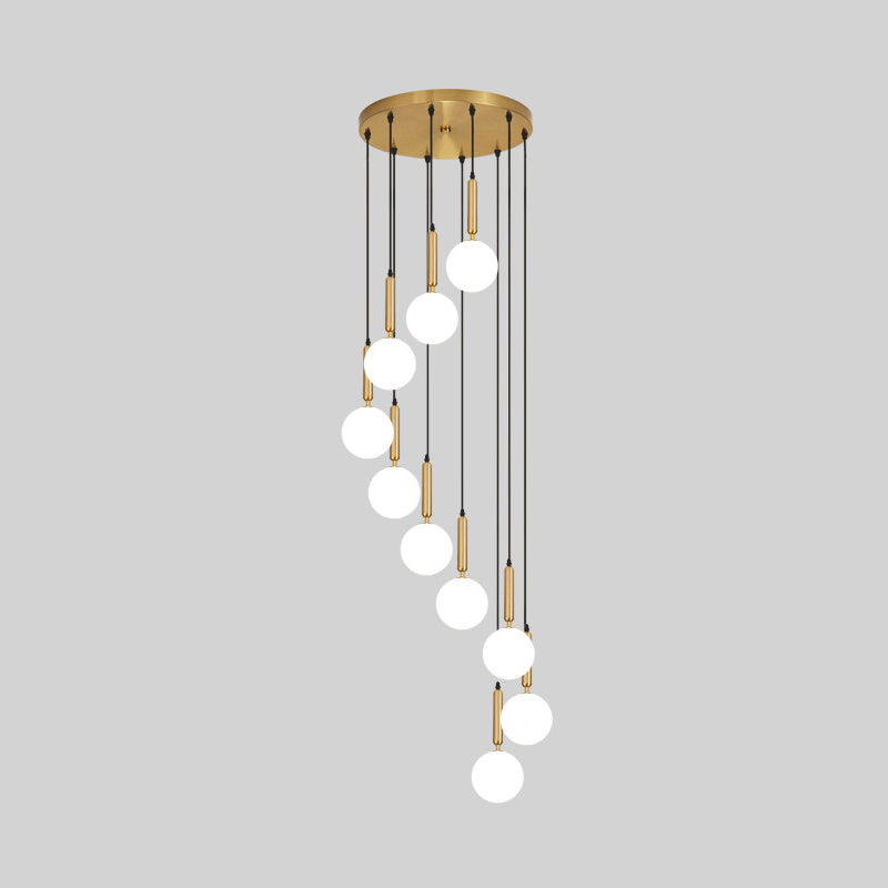 Modern Minimalist Multiple Globe Shade Pendant Light Metal Long Hanging Lamp for Living Room 10 Brass Clearhalo 'Ceiling Lights' 'Close To Ceiling Lights' 'Glass shade' 'Glass' 'Modern Pendants' 'Modern' 'Pendant Lights' 'Pendants' Lighting' 2556883