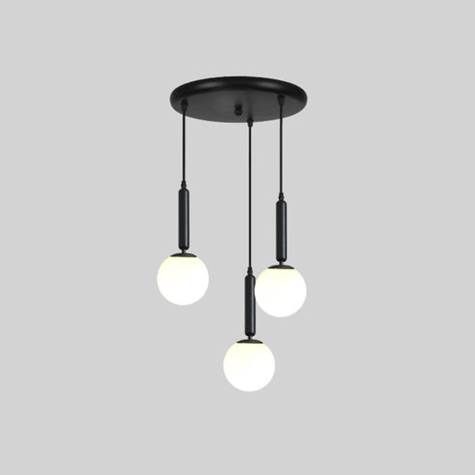 Modern Minimalist Multiple Globe Shade Pendant Light Metal Long Hanging Lamp for Living Room 3 Black Clearhalo 'Ceiling Lights' 'Close To Ceiling Lights' 'Glass shade' 'Glass' 'Modern Pendants' 'Modern' 'Pendant Lights' 'Pendants' Lighting' 2556886