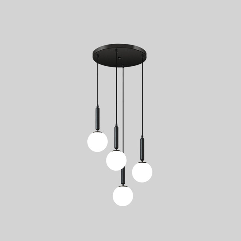 Modern Minimalist Multiple Globe Shade Pendant Light Metal Long Hanging Lamp for Living Room 4 Black Clearhalo 'Ceiling Lights' 'Close To Ceiling Lights' 'Glass shade' 'Glass' 'Modern Pendants' 'Modern' 'Pendant Lights' 'Pendants' Lighting' 2556887