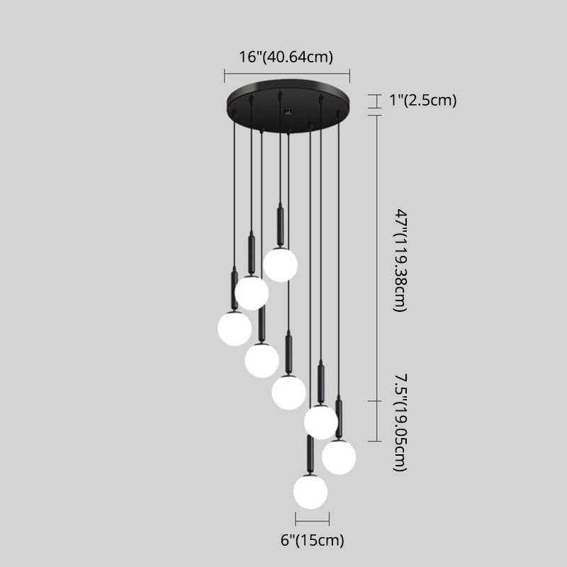 Modern Minimalist Multiple Globe Shade Pendant Light Metal Long Hanging Lamp for Living Room Clearhalo 'Ceiling Lights' 'Close To Ceiling Lights' 'Glass shade' 'Glass' 'Modern Pendants' 'Modern' 'Pendant Lights' 'Pendants' Lighting' 2556892