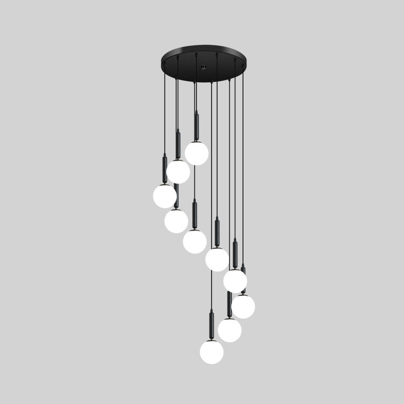 Modern Minimalist Multiple Globe Shade Pendant Light Metal Long Hanging Lamp for Living Room 10 Black Clearhalo 'Ceiling Lights' 'Close To Ceiling Lights' 'Glass shade' 'Glass' 'Modern Pendants' 'Modern' 'Pendant Lights' 'Pendants' Lighting' 2556895