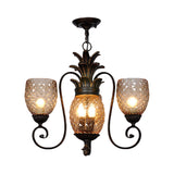 5/7 Lights Bedroom Ceiling Lamp Traditional Black Chandelier Pendant Light with Cup Frosted Prismatic Glass Shade Clearhalo 'Ceiling Lights' 'Chandeliers' 'Glass shade' 'Glass' Lighting' 255696