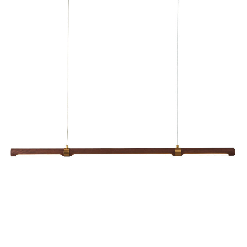 Nordic Linear Wood Island Pendant LED Strip Island Light in Brown for Dining Table Clearhalo 'Ceiling Lights' 'Island Lights' Lighting' 2557023