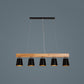 Nordic Modern Wood Island Pendant with Tapered Metal Lampshade Work Room Hanging Lamp 5 Black Clearhalo 'Ceiling Lights' 'Island Lights' Lighting' 2557033