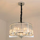 Drum Clear Crystal Block Hanging Lamp Traditional 5/6 Heads Dining Room Chandelier Lighting Fixture Clearhalo 'Ceiling Lights' 'Chandeliers' Lighting' options 255757