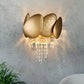 Egg Shaped Wall Mount Light Modern Style Metal 2 Lights Golden Sconce Lighting with Clear Crystal Draping Clearhalo 'Modern wall lights' 'Modern' 'Wall Lamps & Sconces' 'Wall Lights' Lighting' 255785