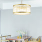 Drum Hanging Light Modern Crystal Rod 6 Lights Black/Brass Chandelier Light Fixture for Living Room Clearhalo 'Ceiling Lights' 'Chandeliers' 'Modern Chandeliers' 'Modern' Lighting' 255907