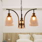 Clear Glass Cup Shape Chandelier Pendant Vintage 3/5/6-Light Ceiling Lamp with Curved Arm Clearhalo 'Ceiling Lights' 'Chandeliers' 'Glass shade' 'Glass' 'Pendant Lights' Lighting' 256061